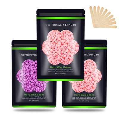 Wax Beads for Hair Removal 10.5oz (300g), Auperwel Hard Wax Beads Beans for Sensitive Skin Brazilian Waxing, Face, Bikini, Eyebrow, Legs, Painless for Women Men, 3 packs Kit with 10 Sticks