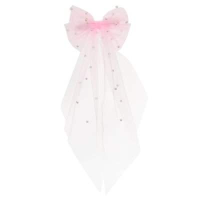 Ipetboom Bridal Hair Bow Decorative Hairpin Accents Elegant Girl Headdress for Weddings and Special Occasions Wide Tail Design for Girls and Women