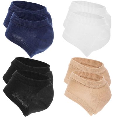 FOYTOKI 4pairs Moisturizing Gel Heel Socks Breathable Heel Protectors for Women Men Toeless Design for Night