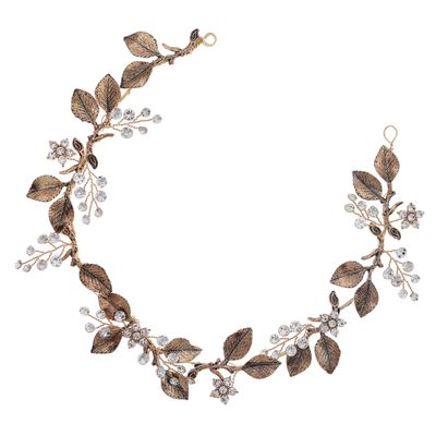 BIUDECO Bridal Flower Crown Vintage Floral Headpiece Wedding Hair Accessories for Bride