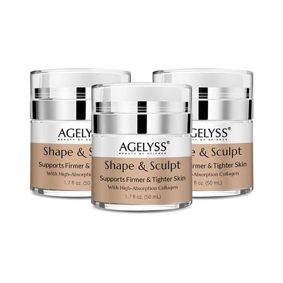 Agelyss Shape & Sculpt - Body Cream - Firm, Plump & Hydrate Skin - Paraben-Free, Cruelty-Free - 1.7 FL OZ - Pack of 3