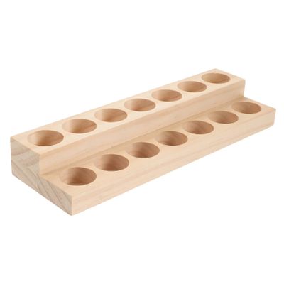 Ipetboom 14holes Wooden Essential Oil Display Stand Two-layer Organizer for Bottles Slots for Essential Oil Storage Tidy Desktop for Aromatherapy Enthusiasts