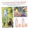 FRCOLOR 8pcs Refillable Essential Oil Roller Bottles Compact Pink Glass with Wood Grain Cap Perfume Sub Bottles for Travel and Daily Use view 2