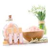 FRCOLOR 8pcs Refillable Essential Oil Roller Bottles Compact Pink Glass with Wood Grain Cap Perfume Sub Bottles for Travel and Daily Use view 3