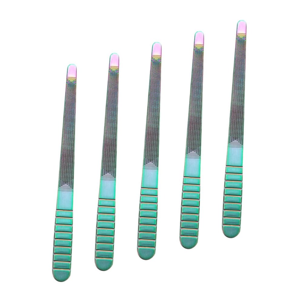 Beatifufu Nail Files for Gel Nails 5pcs Stainless Steel Fingernail Buffing Blocks Manicure File Set