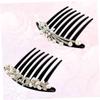 Beatifufu 2pcs Bridal Pearl Hair Comb Flower Hair Comb for Wedding Crystal Rhinestone Headdress for Bride view 3