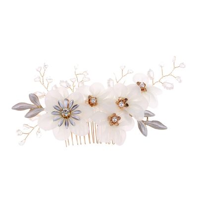 Beatifufu Bridal Hair Accessories Elegant Cloth Flower Side Comb Rhinestone Beads for Weddings Engagements and Parties Lightweight Design for Versatile Styling