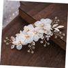 Beatifufu Bridal Hair Accessories Elegant Cloth Flower Side Comb Rhinestone Beads for Weddings Engagements and Parties Lightweight Design for Versatile Styling view 3
