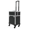 CHALIGHT Professional Rolling Makeup Case Train Case Portable Cosmetic Organizer Trolley Lockable Rolling Make-ups Case Storage Cart Makeup Train Case Cosmetology Case On Wheels (Black|2 trays) view 1