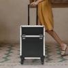 CHALIGHT Professional Rolling Makeup Case Train Case Portable Cosmetic Organizer Trolley Lockable Rolling Make-ups Case Storage Cart Makeup Train Case Cosmetology Case On Wheels (Black|2 trays) view 3