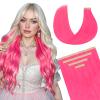 DOORES Hair Extensions Real Human Hair, Hot Pink 20 Inch 30g 10pcs, Tape in Remy Straight Natural Hair for Women Skin Weft Hair Extensions view 1