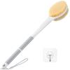 Back Scrubber Body Shower Brush: Anti Slip Long Handle Bath Brush with Stiff and Soft Bristles - Showering Exfoliator Wet or Dry Brushing for Women, Men, Elderly (Grey) view 1
