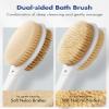 Back Scrubber Body Shower Brush: Anti Slip Long Handle Bath Brush with Stiff and Soft Bristles - Showering Exfoliator Wet or Dry Brushing for Women, Men, Elderly (Grey) view 3