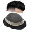 Hair Wonders Men's Toupee Virgin Human Hair Piece Breathable Toupee For Men Hair Replacement Mens Hairpiece Hair System For Men Toupee 7X10#1B Off Black 120% Density view 1
