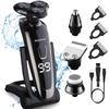 Electric Razor for Men Shaver Rechargeable Waterproof Rotary for Shaving with Nose Trimmer Sideburns Trimmer Face Cleaning Brush view 1