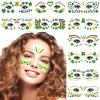 10 Sheets St. Patrick's Day Face Tattoos Stickers, Shamrock Temporary Tattoos for Women Men Green Lucky Clover Stickers Decals for Irish Parade Saint Patrick's Day Party Favors Kids Body Decorations view 1