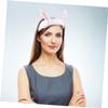 Ipetboom 2pcs Bunny Ears Adult Headband Pink Fluffy Spa Hair Band for Women Girls view 2