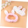 Ipetboom 2pcs Bunny Ears Adult Headband Pink Fluffy Spa Hair Band for Women Girls view 4
