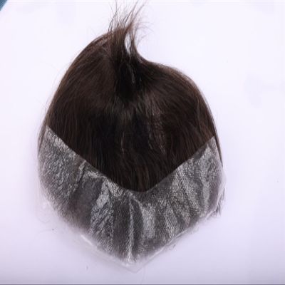 Amiable Men's Hairline Toupee 100% human hair V-Shape Mens Topper (#3, 1.5 * 7" thin skin)