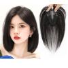 10inch Straight Hand Tied Human Hair French with Bangs Light for Woman One Piece Clip in Hair Toppers 9x10 (Natural color,with bangs-10inch) view 1