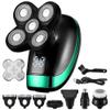 EKHOU Head Shavers for Bald Men, 4D Men's Rechargeable Bald Head Electric Shaver 5 Floating Heads Beard Nose Ear Hair Trimmer Razor Clipper Facial Brush, 5-in-1-green view 1