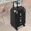 SEANESZTI Rolling Makeup Train Case, 3 in 1 Aluminum Salon Barber Case Traveling Cart Trunk, Makeup Case Cosmetic Trolley Organizer Travel Case, Trolley Professional Cosmetic Organizer Box, Black view 2