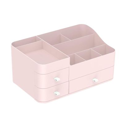 AOKID Makeup Organizer Countertop,Small Bathroom Organizer Countertop for Cosmetics,Makeup Storage Box Organizer Skin Care Holder Display Case for Dresser,Brushes, Lotions,Eyeshadow & Jewelry Pink