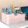 AOKID Makeup Organizer Countertop,Small Bathroom Organizer Countertop for Cosmetics,Makeup Storage Box Organizer Skin Care Holder Display Case for Dresser,Brushes, Lotions,Eyeshadow & Jewelry Pink view 3