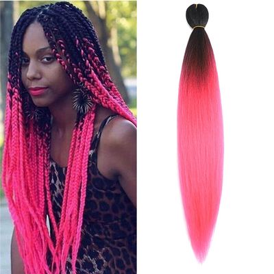 BALINGHAIR Braiding Hair Pre-Stretched High Temperature Synthetic Fiber Braid Hair Ombre Black to Peach Red (B3-1Pack)