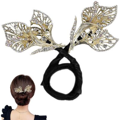AILYFIRMO Rhinestone Flower Hair Clip, French Twist Bun Hairstyle Shaper,Lazy Hair Curler Deft Bun Maker,for Long Thick Hair Accessories for Women Girls (Style C)