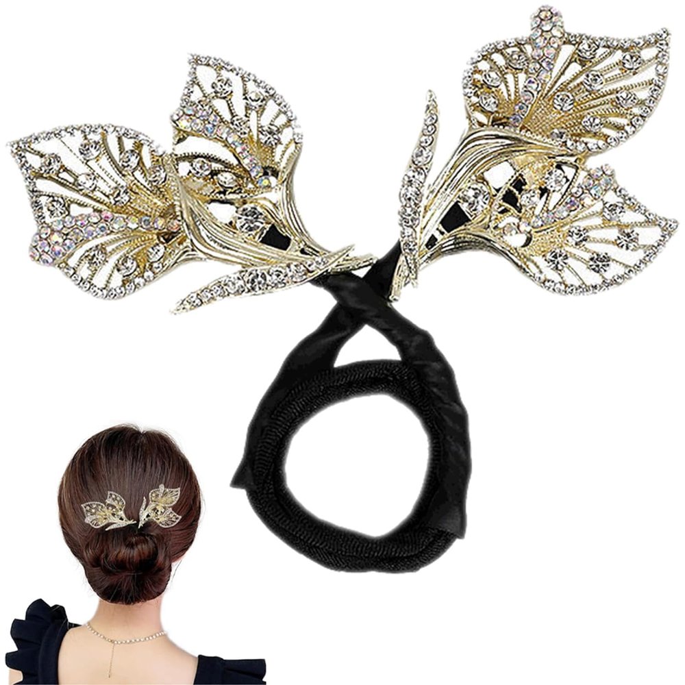 AILYFIRMO Rhinestone Flower Hair Clip, French Twist Bun Hairstyle Shaper,Lazy Hair Curler Deft Bun Maker,for Long Thick Hair Accessories for Women Girls (Style C)