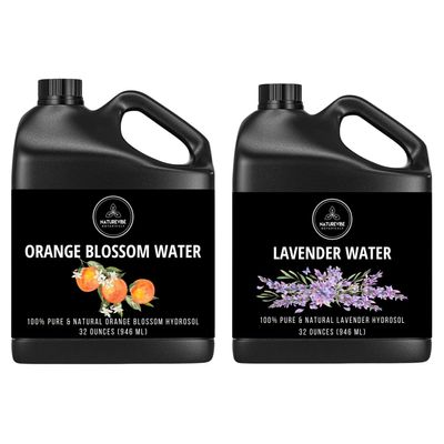 Naturevibe Botanicals Orange Water 32 oz and Lavender Water 32 oz | 32oz Carrier Oils Combo