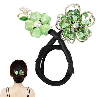 AILYFIRMO Rhinestone Flower Hair Clip, French Twist Bun Hairstyle Shaper,Lazy Hair Curler Deft Bun Maker,for Long Thick Hair Accessories for Women Girls (Style D)