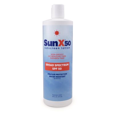 CoreTex Sun X 50 SPF Broad Spectrum Sunscreen Lotion - 16oz Bottle of Paraben, Oxybenzone, Octinoxate, & Oil Free Sunscreen - No White Cast and Water Resistant Up to 80 Minutes