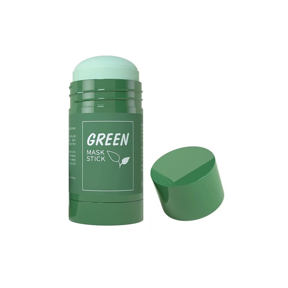 Green Mask Stick for Face, Blackhead Remover with Green Tea Extract, Deep Pore Cleansing, Moisturizing, Skin Brightening for All Skin Types of Men and Women (Pack of 3)