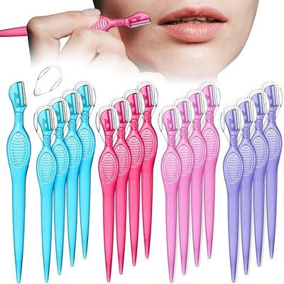 Lip Razor for Women Portable Face Razors for Women Facial Hair Razor Women's Shaving Hair Removal Tool Dermaplaning Tool Eyebrow Hair Trimmer with Safety Cap for Makeup Face Care, 4 Colors (16)
