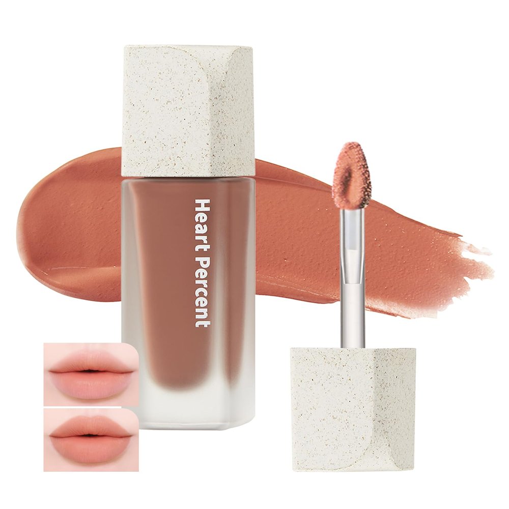 Heart Percent Dote On Mood Blurry Fog Tint, Velvety Matte Soft & Fuzzy Creamy Lightweight Vegan Lip Stains with Personal Color Analysis, #01. Mellow Peach
