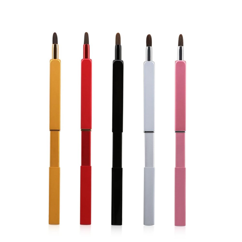 Beatifufu Retractable Lip Brush with Premium Nylon Fiber Portable Lipstick Applicator Pink for Travel and Daily Use for Precise Lip Contouring and Makeup Application
