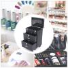 CHALIGHT Professional Rolling Makeup Case Train Case Cosmetic Organizer Trolley Lockable Rolling Make-ups Case Storage Cart Makeup Train Case Cosmetology Case On Wheels (Black|3 trays|Type C) view 3