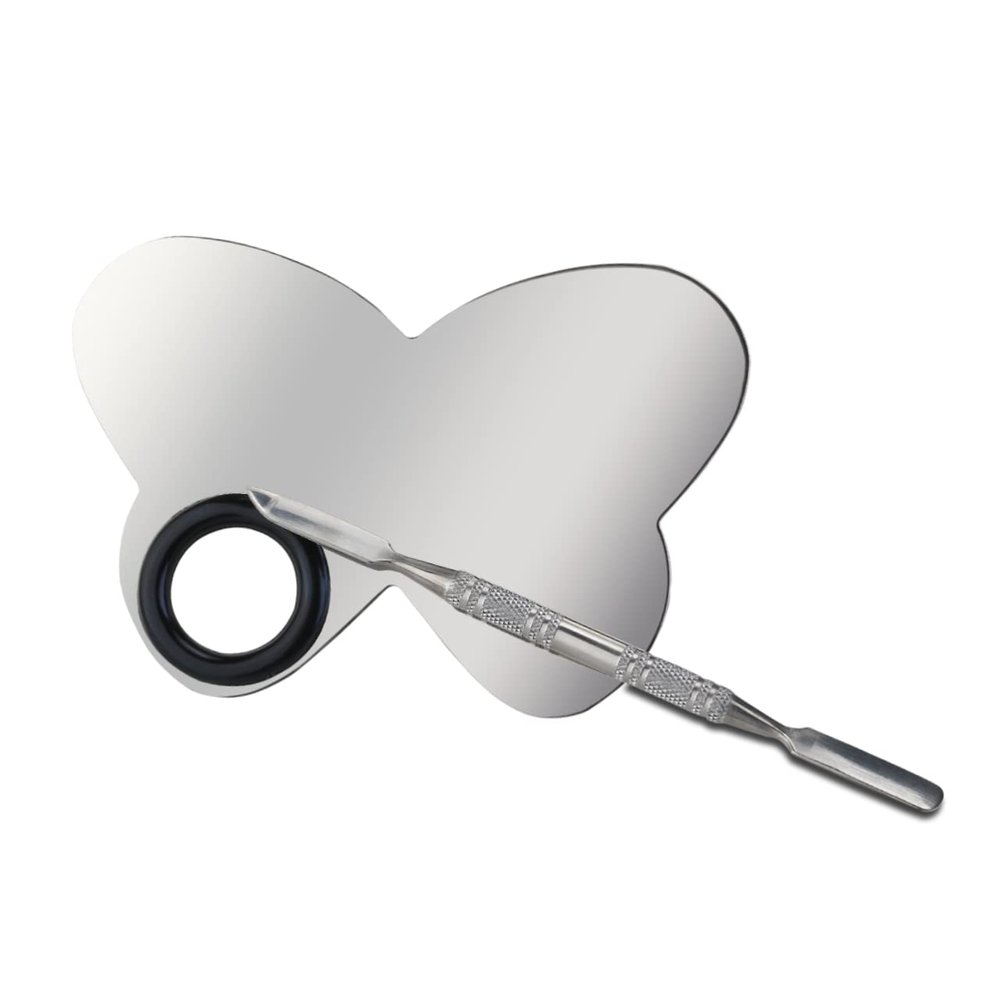 Beatifufu Stainless Steel Nail-art Palette with Spatula Tool for Blending Pigments for Manicure Artists Compact and Easy to Clean Mixing Surface for Foundation and Cosmetic Shades