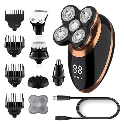 EKHOU Head Shavers for Bald Men, 5 in 1 Grooming Kit Electric Shaver for Men Rechargeable Beard Hair Trimmer Razor Facial Wet Dry Bald Head Shaving Machine