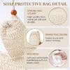 20 Pack Soap Exfoliating Bag, Natural Sisal Soap Saver Bag with Drawstring, Soap Saver Bag with Wooden Bead, Exfoliating Soap Bag for Shower view 4