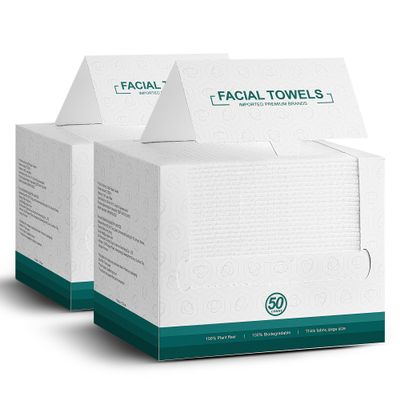 Disposable Face Towels- 100 Count Extra Thick Soft Clean Facial Towels, 10"12",Super Absorbent,Biodegradable Dry Wipes,Cruelty-Free Facial Washcloth for Sensitive Skin,Travel,Makeup Remover