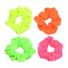 Neon Scrunchies for Hair 80s 90s, 4Pcs Silk Satin Scrunchy Hair Elastics Ties Scrunchies Hair Elastics Bands Ponytail Holder Neon Hair Accessories for Women Girls 80s 90s Party Outfit view 1