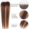 3 Bundles with Lace Closure, Ombre Highlight Straight Hair Free Part Human Hair Extensions P4/27(Brown,12 12 12) view 4