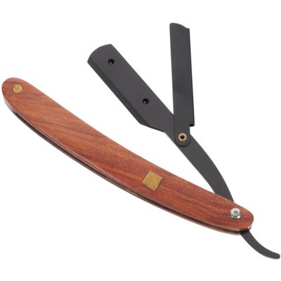 BIUDECO Vintage Barber Steel Razors Wooden Handle Manual Razor for Men Beard Shaper Portable