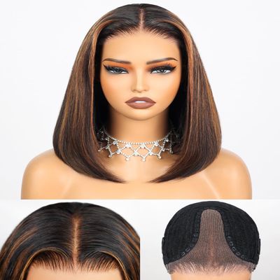 Arabella Hair 12inch 6x6 Ready to Go Glueless Wig Human Hair 1B/30 Highlight Bob Wig Real 210% Density 12a Straight Bob Wigs Human Hair Pre Cut Lace Pre Bleached Tiny Knots