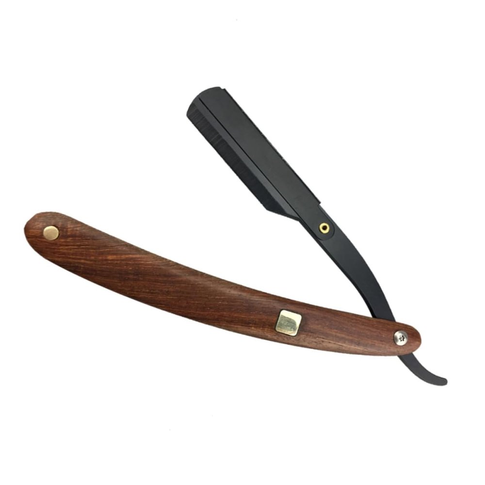BIUDECO 2pcs Barber Razor Wooden Handle Steel Shaving Razors for Men Safe Vintage Stand