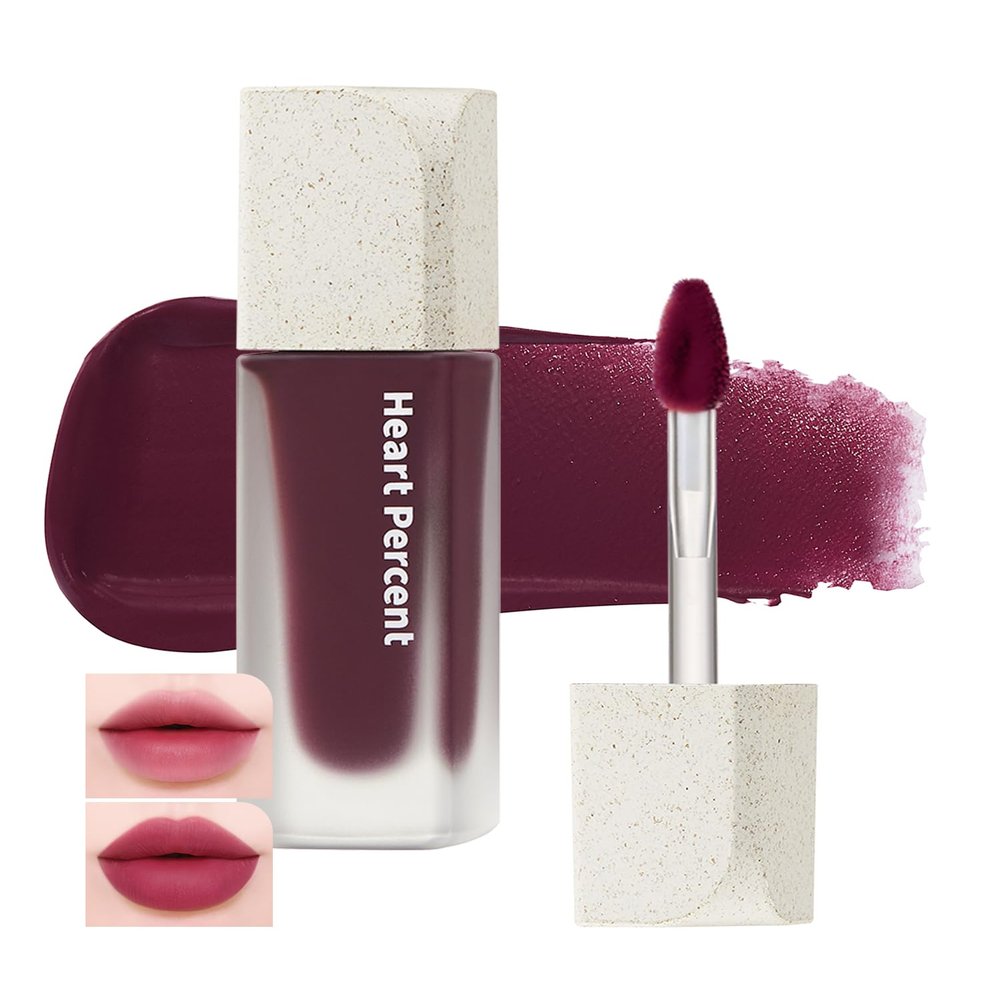 Heart Percent Dote On Mood Blurry Fog Tint, Velvety Matte Soft & Fuzzy Lightweight Creamy Vegan Lip Stains with Personal Color Analysis, #06. Orchid Plum