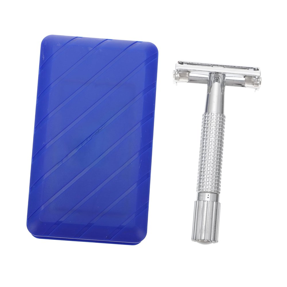 BIUDECO 1set Vintage Double Edge Safety Razor for Men Classic Manual Shaving Tool Long Handle for Beard Shaving and Wet Easy to Clean and Use